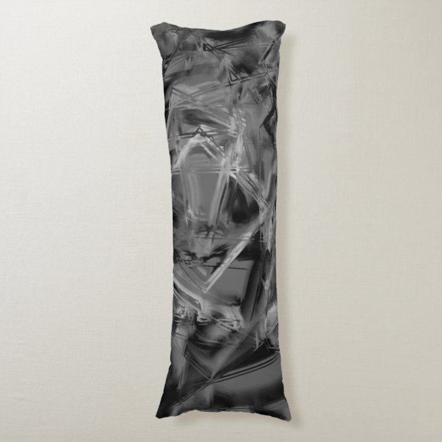 Cojín Cuadros torcidos, "pinceles" grises y negros (Frente vertical)