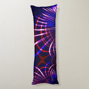 Cojín Curvas puntiagudas de azul a rojo, blanco y rosa