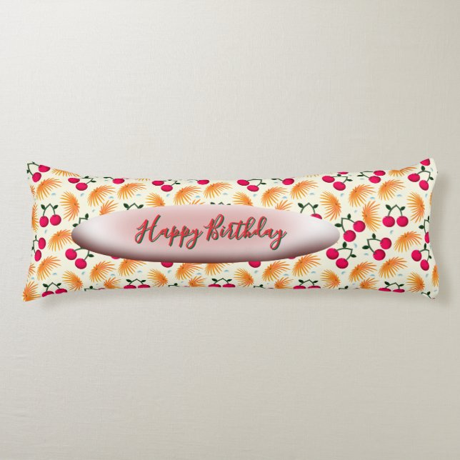 Cojín Custom Orange Floral Cherry Pattern  (Anverso)