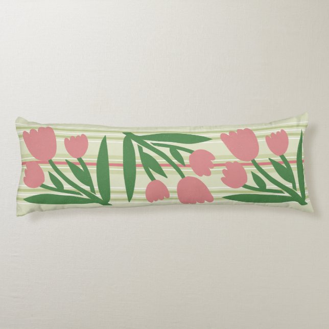 Cojín Custom pretty sage green stripes and pink floral (Reverso)