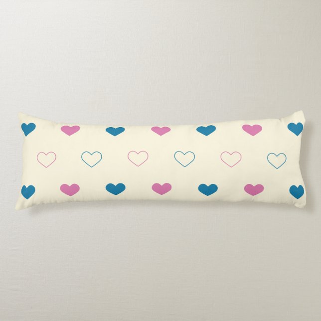 Cojín Cute Simple Heart Pattern azul rosa crema (Anverso)