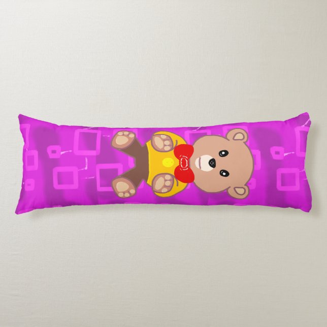 Cojín Cute Teddy Bear on Pink Geometric  (Anverso)