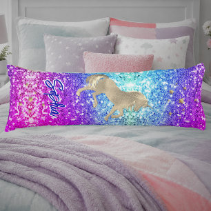 Cojín Cute unicornio rosa Glitter arcoíris monograma dor
