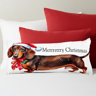 Cojín Dachshund navideño lindo personalizado