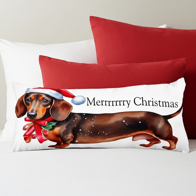 Cojín Dachshund navideño lindo personalizado (Subido por el creador)