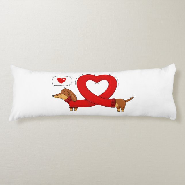 Cojín Dachshund y corazón (Anverso)