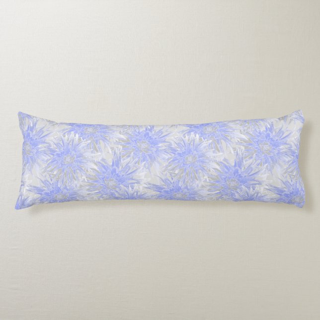 Cojín Dahlias de azul gris. (Anverso)