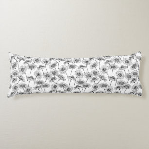 Cojín Daisies, flores silvestres en blanco y negro