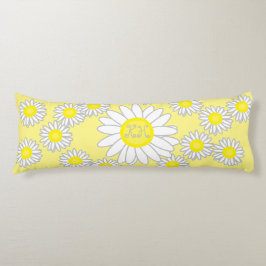 Cojín Daisy Monograma blanco y amarillo