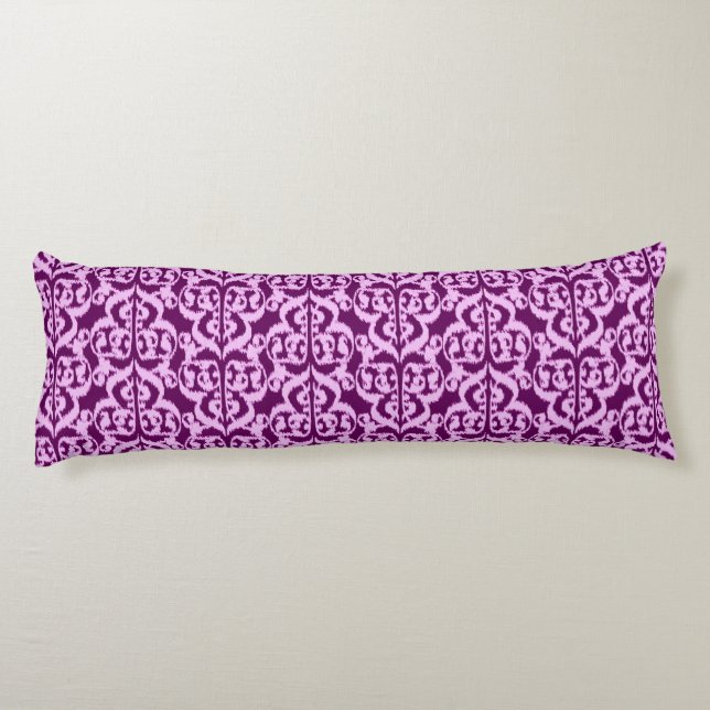 Cojín Damasco árabe de Ikat - morado y orquídea (Reverso)