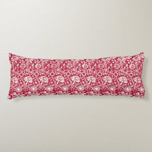 Cojín Damasco de claveles de Art Nouveau, rojo y blanco