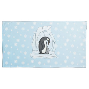 Cojín Davin y Annie la Funda de Pillow de los pingüinos
