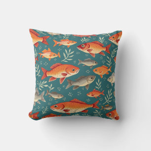 cojín de almohada con patrón de pescado