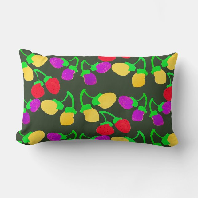 Cojín de Almohada de Bayas Rojas Amarillas Lindas (Anverso)