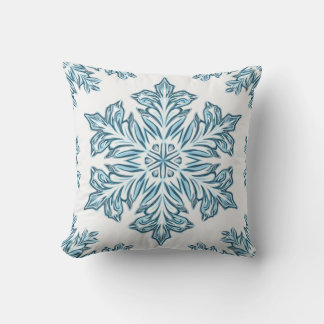 Cojín de almohada de copo de nieve azul cielo de i