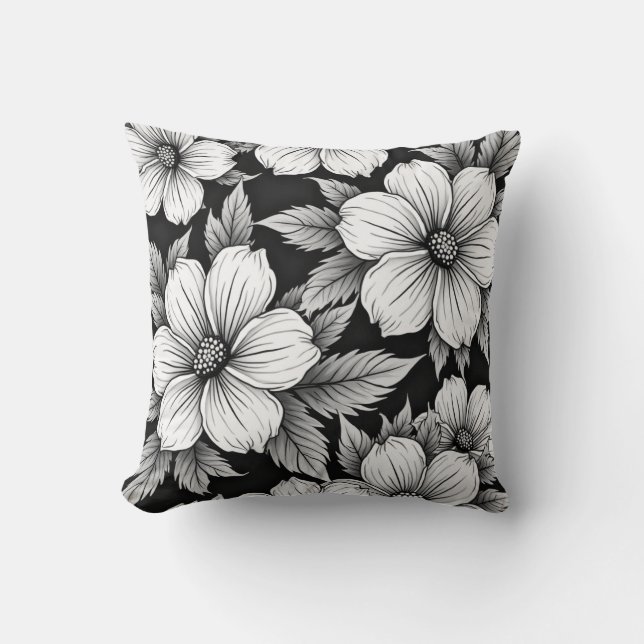 cojín de almohada de flores blancas (Anverso)