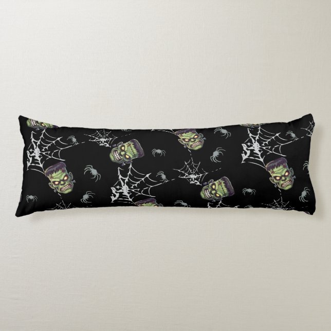 Cojín 🖤 🛋️ de 💀 de Frankenstein Negro (Anverso)