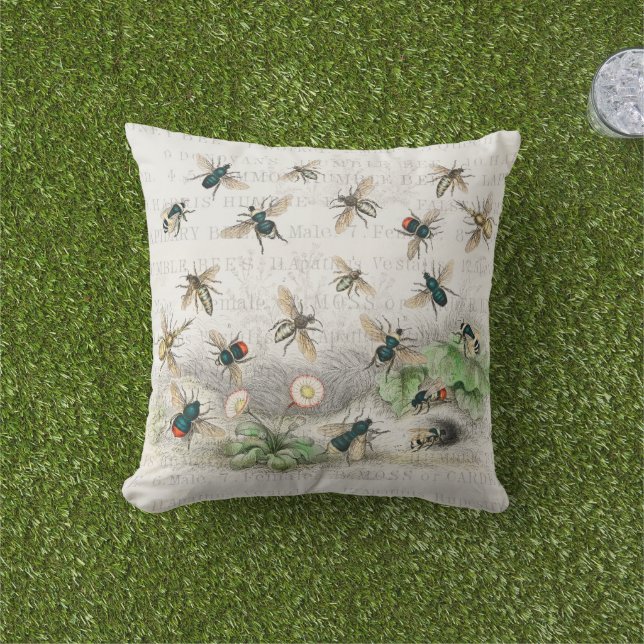 Cojín De Exterior Abeja Miel Trabajador Reina Abejas Antigüo (Césped)