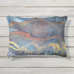 Cojín De Exterior Abstract Navy Blue Gold Watercolor Elegante