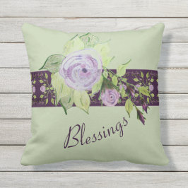 Cojín De Exterior Acento De Patio En Púrpura Y Verde