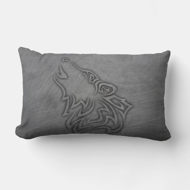 Cojín De Exterior Acero tribal Howling Wolf (Anverso)