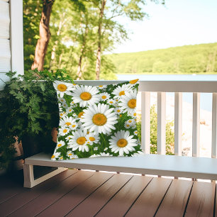 Cojín De Exterior Acuarela soleado margarita blanca floral