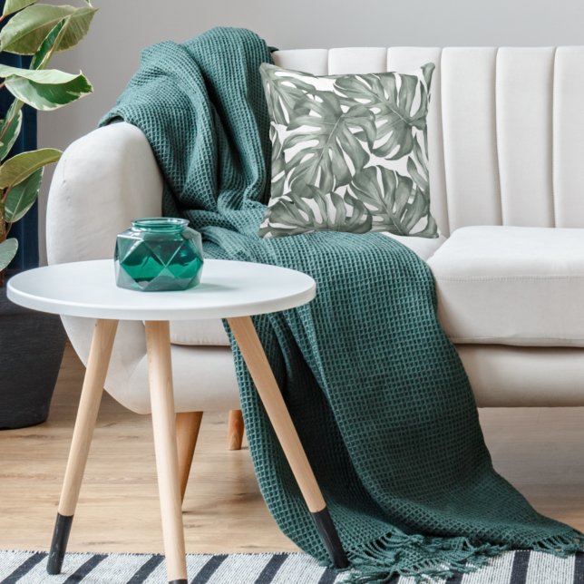 Cojín De Exterior Acuarela Tropical Oasis Moderno Patrón de hojas (Subido por el creador)