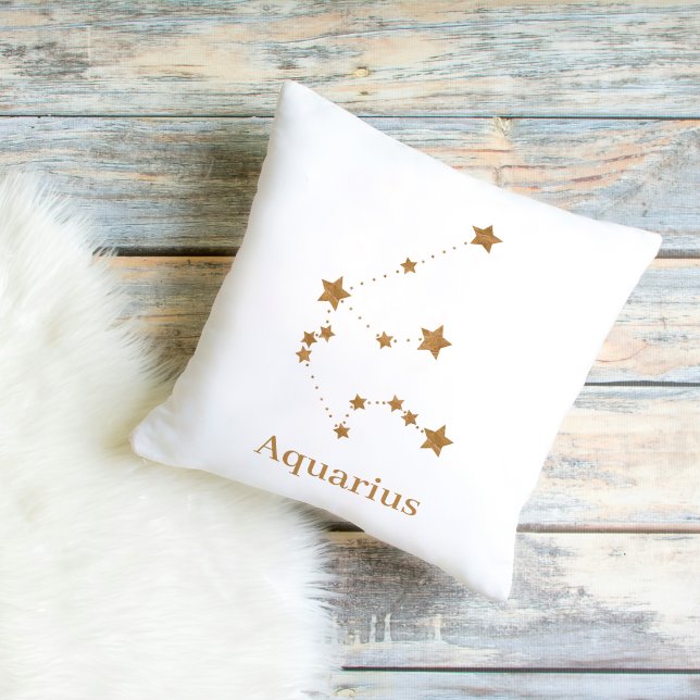 Cojín De Exterior Acuario de oro del Rótulo Zodiaco moderno | Aire d (Subido por el creador)
