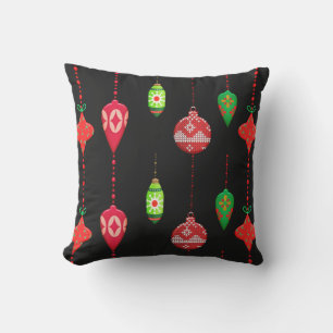 Cojín De Exterior Adornos rojos verdes de estilo retro Navidad