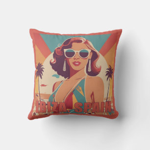 Cojín De Exterior Afiche de viajes de Ibiza, España