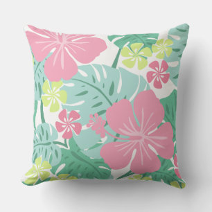 Cojín De Exterior Ailani Hibisco Hawaiano Tropical - Reversible