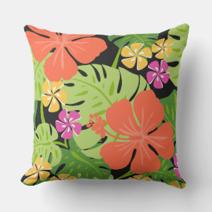 Cojín De Exterior Ailani Hibisco Hawaiano Tropical - Reversible