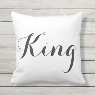 Cojín De Exterior Almohada, rey, blanco, negro, tipografía