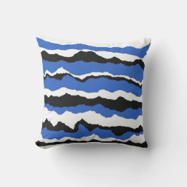 Cojín De Exterior Almohadón con estampado de olas en negro, azul y b