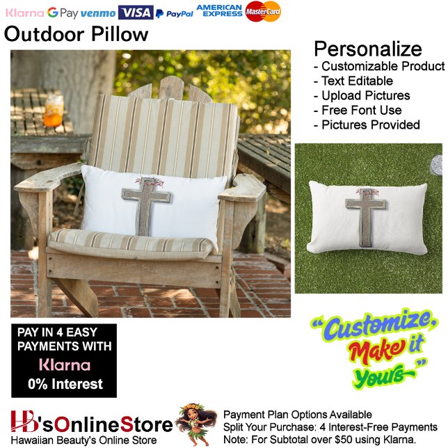 Cojín De Exterior Almohadón Exterior Cruz con Fondo Blanco (Cross Outdoor Throw Pillow with White Background.)