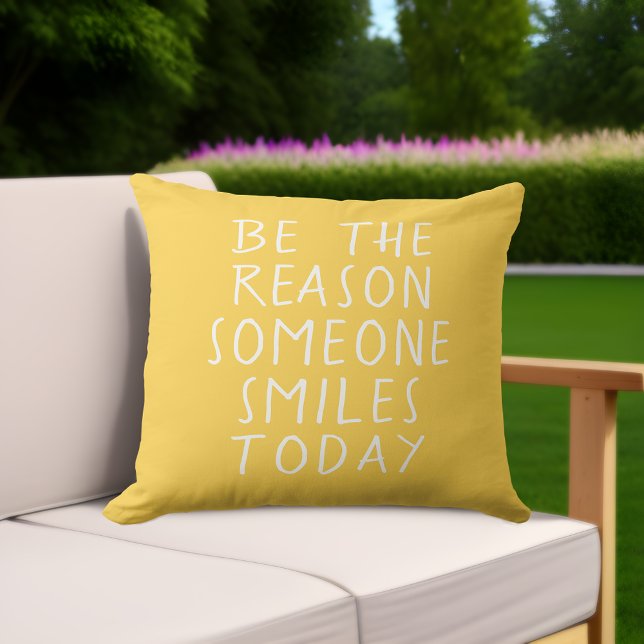 Cojín De Exterior Almohadón Exterior Grande Amarillo Inspirador (Inspirational Yellow Pillow: Spread Summer Smiles and Positivity! 😊🌼)