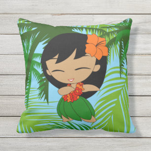Cojín De Exterior Aloha honeys hawaiano Chica hula reversible