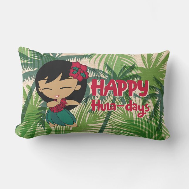 Cojín De Exterior Aloha Honeys Navidades Holiday Hula Chica Palms (Anverso)