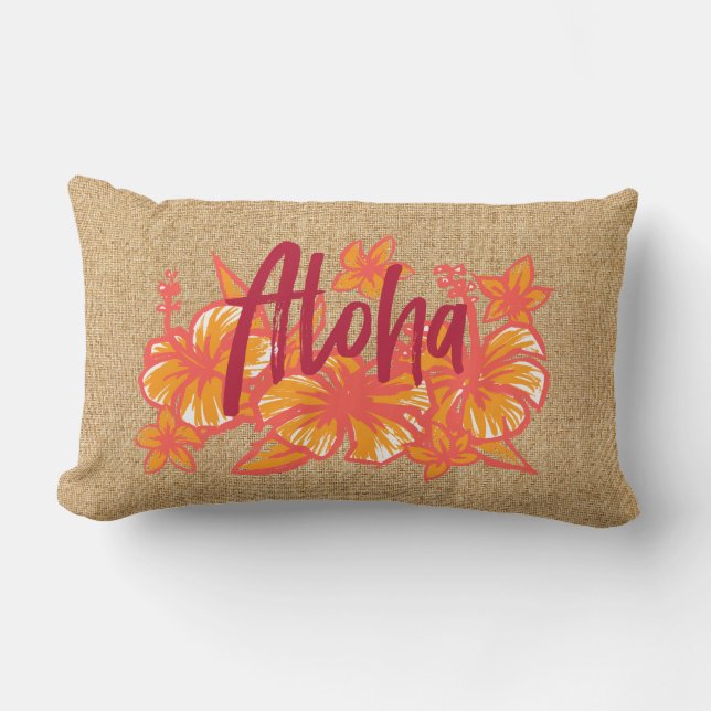 Cojín De Exterior Aloha Kakahiaka Hawaiian Hibiscus Faux Grass Clost (Anverso)