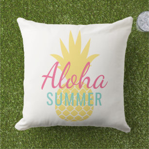 Cojín De Exterior Aloha Summer Pink Yellow Pineapple