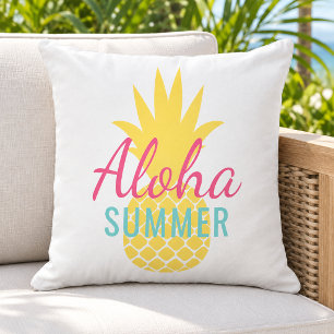 Cojín De Exterior Aloha Verano Piña Amarilla Tropical
