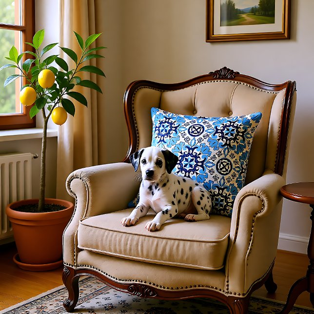 Cojín De Exterior 💙 Alucinantes Azulejos azules (Stunning blue Azulejos Outdoor Pillow)
