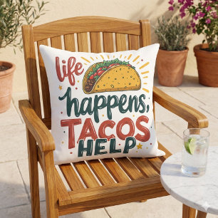 Cojín De Exterior Amante de Tacos Divertidos Fiesta Comida Humor Art