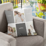 Cojín De Exterior Amar las vidas aquí | El regalo de la familia de t<br><div class="desc">Presentando un cálido y personalizado regalo que celebra la esencia de la familia, con un hermoso marco gris adornado con una conmovedora cita de "Love Lives Here" y tres preciadas fotos. Cada vez que el destinatario vea este notable regalo, su corazón se llenará de recuerdos cariñosos y una profunda apreciación...</div>