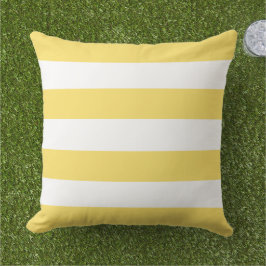 Cojín De Exterior Amarillo Brillante Blanco Raya Horizontal Ancha