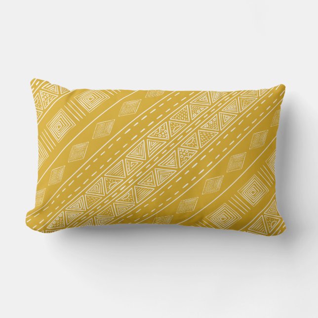 Cojín De Exterior Amarillo tribal boho moderno (Anverso)