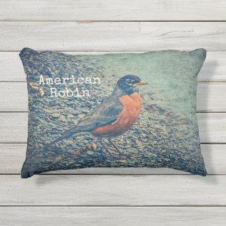 Cojín De Exterior American Robin Bird Outdoor Accent Pillow
