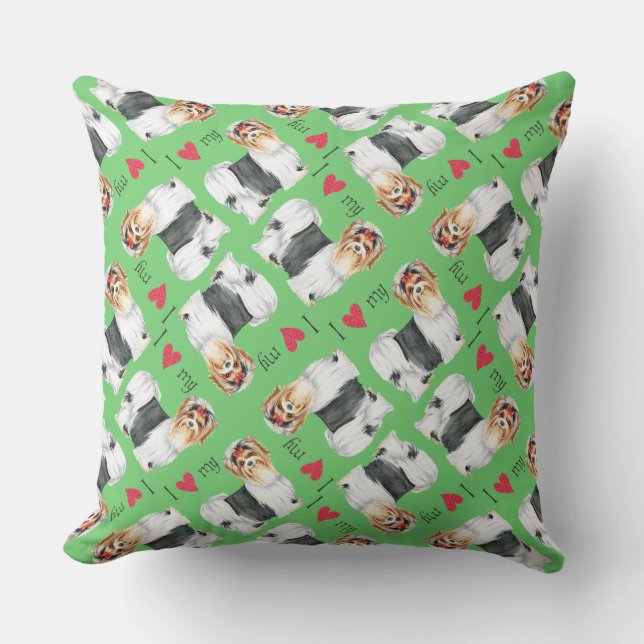 Cojín De Exterior Amo mi Biewer Terrier (Anverso)