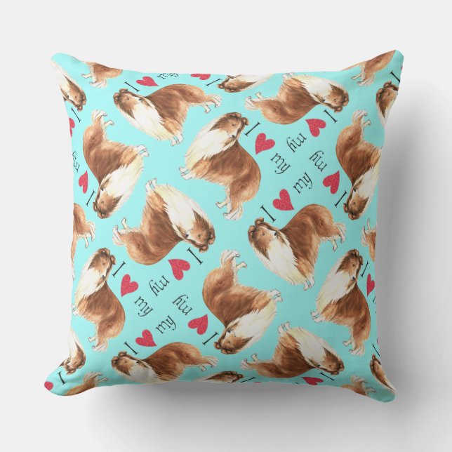 Cojín De Exterior Amo mi Sheltie (Anverso)