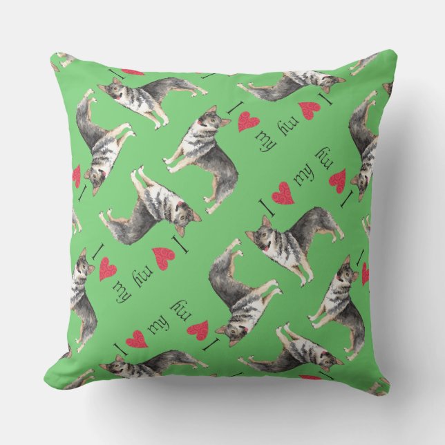 Cojín De Exterior Amo mi Vallhund Sueco (Anverso)